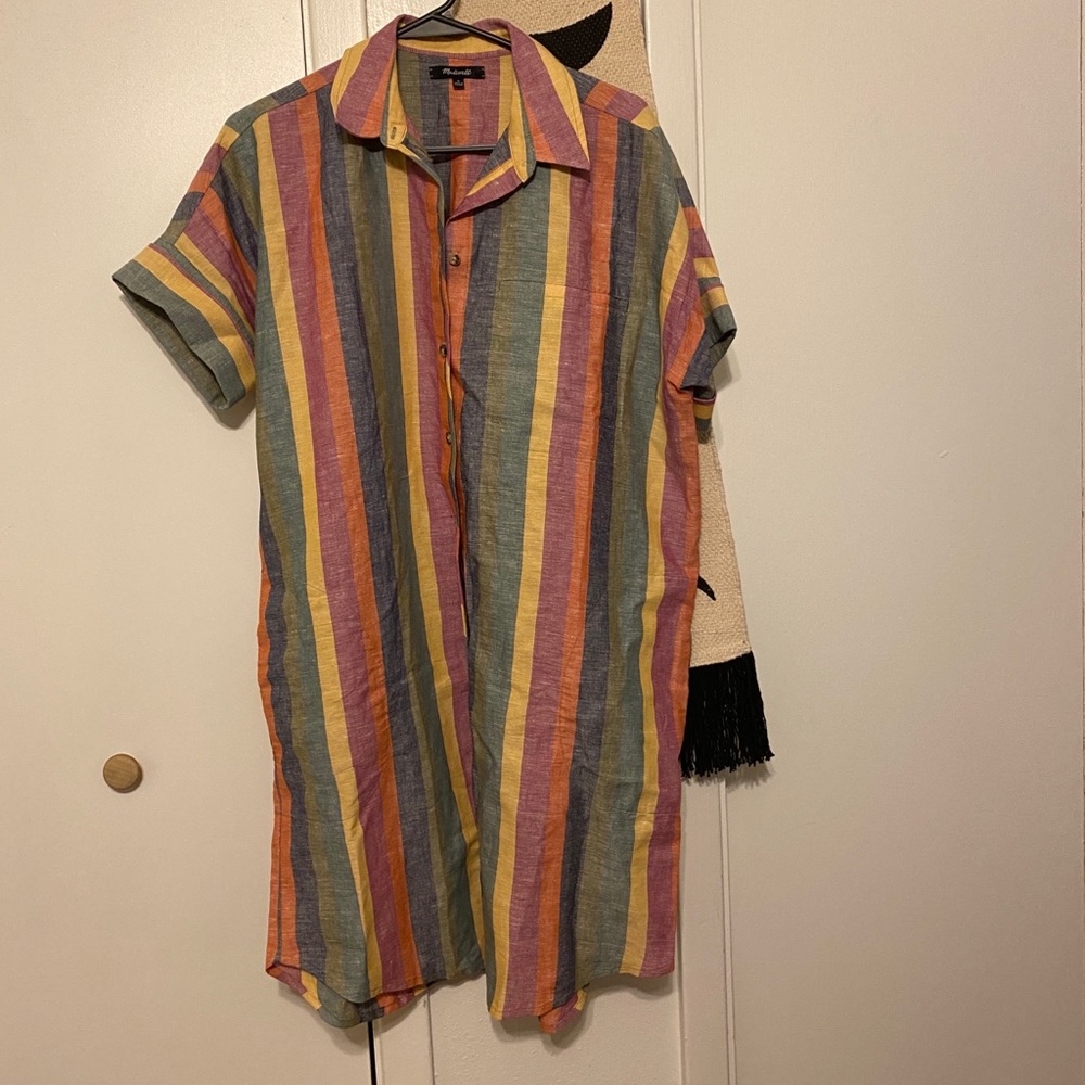 Courier Shirtdress in Rainbow Stripe